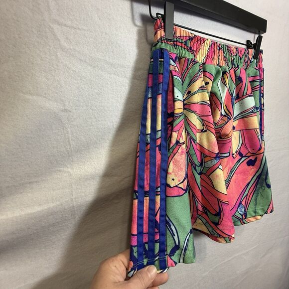 Adidas x Farm Rio Banana Floral Flared Mini Skater Skirt Pocket Colorful Size XS - Picture 5 of 9